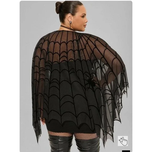 Torrid Spiderweb‎ Mesh Poncho Plus Size Women Halloween Costume 5X-6X|28-30 - Picture 4 of 4
